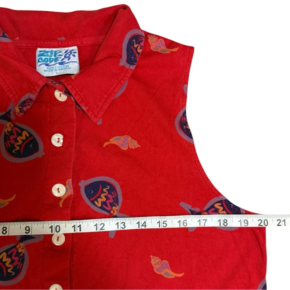 Vintage Red Fish Tackle Printed Polo Collared Maxi Dress by Zip Code - Picture 7 of 8